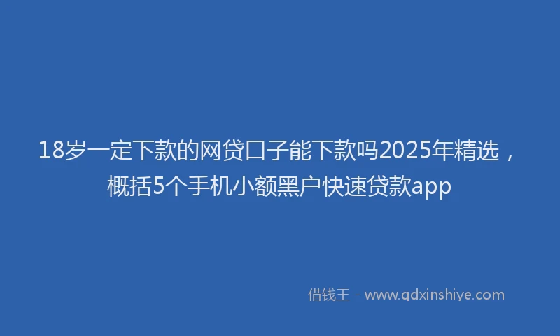18岁一定下款的网贷口子能下款吗2025年精选，概括5个手机小额黑户快速贷款app