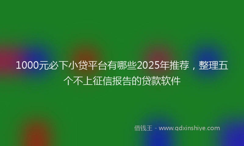 1000元必下小贷平台有哪些2025年推荐，整理五个不上征信报告的贷款软件