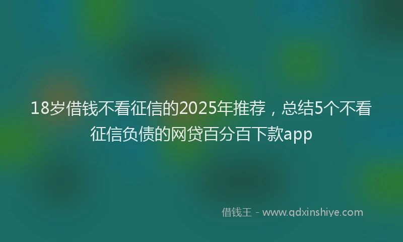 18岁借钱不看征信的2025年推荐，总结5个不看征信负债的网贷百分百下款app