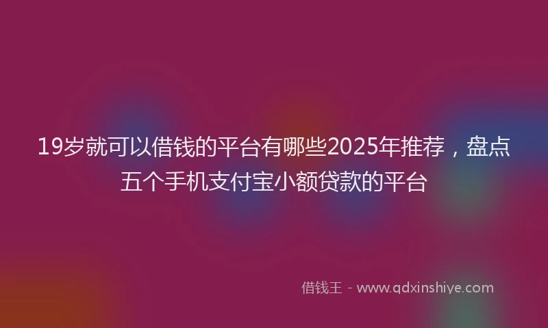 19岁就可以借钱的平台有哪些2025年推荐，盘点五个手机支付宝小额贷款的平台
