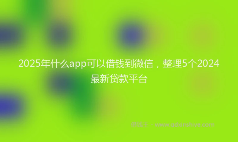 2025年什么app可以借钱到微信，整理5个2024最新贷款平台