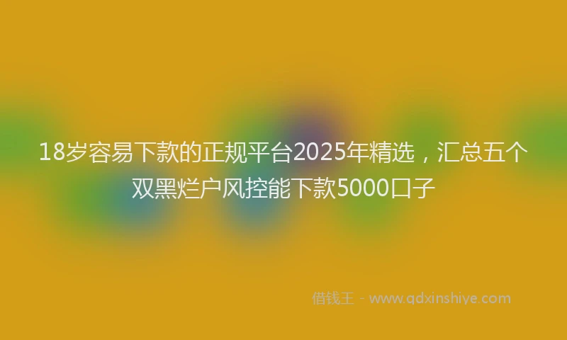 18岁容易下款的正规平台2025年精选，汇总五个双黑烂户风控能下款5000口子