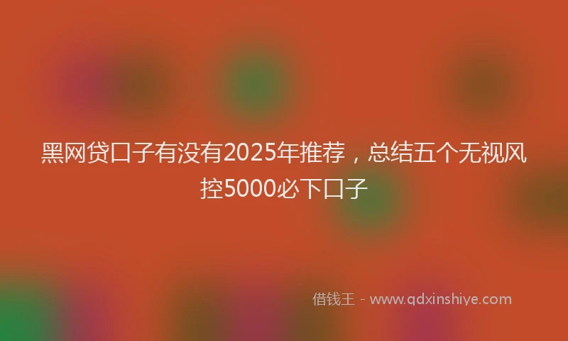黑网贷口子有没有2025年推荐，总结五个无视风控5000必下口子