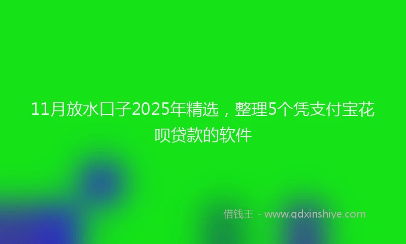 11月放水口子2025年精选，整理5个凭支付宝花呗贷款的软件