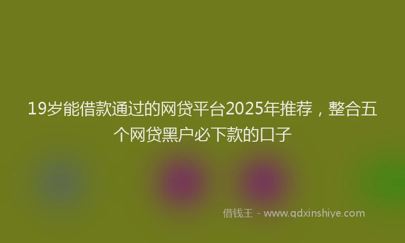 19岁能借款通过的网贷平台2025年推荐，整合五个网贷黑户必下款的口子