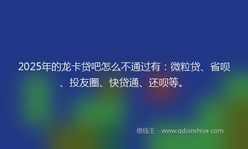 2025年的龙卡贷吧怎么不通过有：微粒贷、省呗、投友圈、快贷通、还呗等。