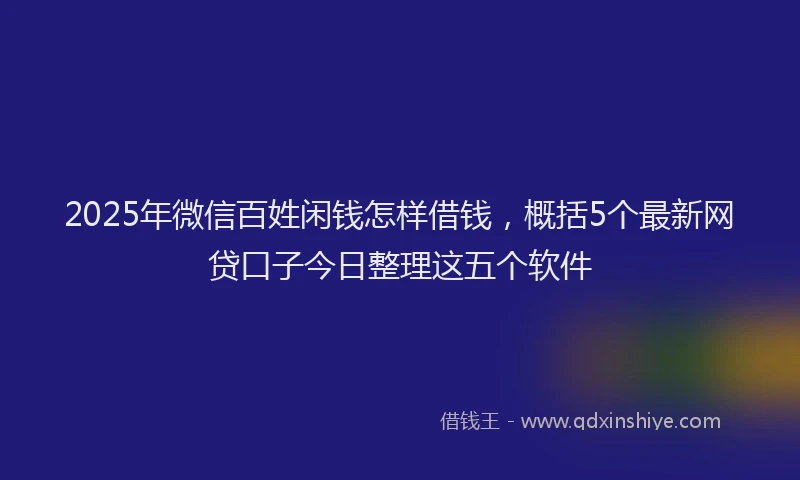 2025年微信百姓闲钱怎样借钱，概括5个最新网贷口子今日整理这五个软件