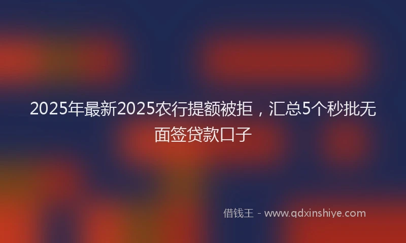 2025年最新2025农行提额被拒，汇总5个秒批无面签贷款口子
