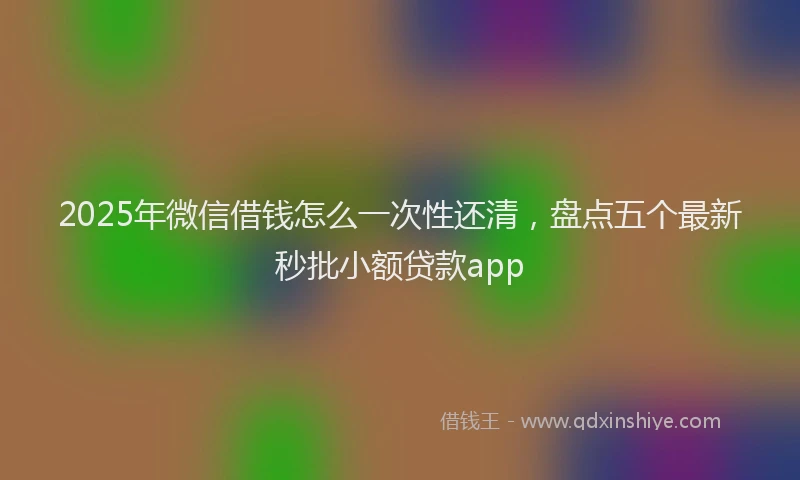 2025年微信借钱怎么一次性还清，盘点五个最新秒批小额贷款app
