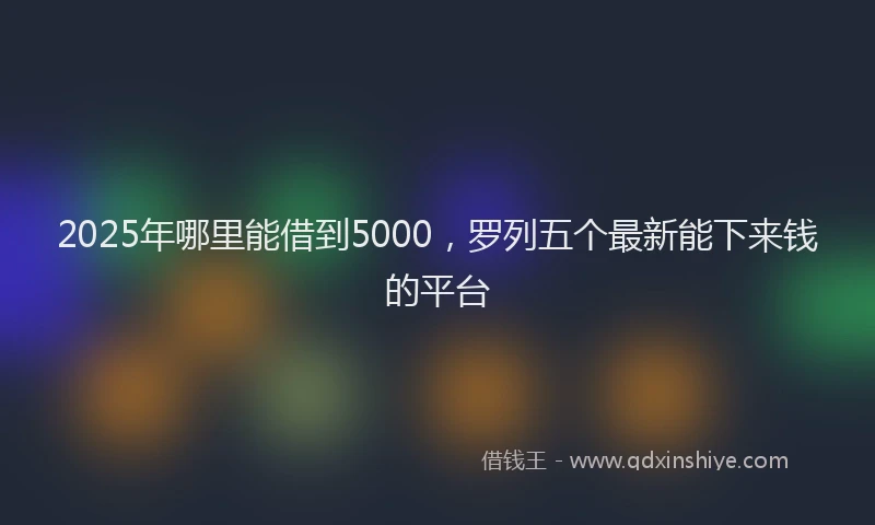 2025年哪里能借到5000，罗列五个最新能下来钱的平台