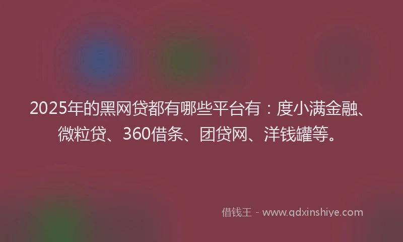 2025年的黑网贷都有哪些平台有：度小满金融、微粒贷、360借条、团贷网、洋钱罐等。