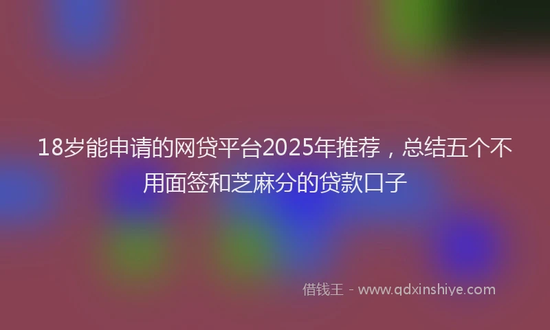 18岁能申请的网贷平台2025年推荐，总结五个不用面签和芝麻分的贷款口子