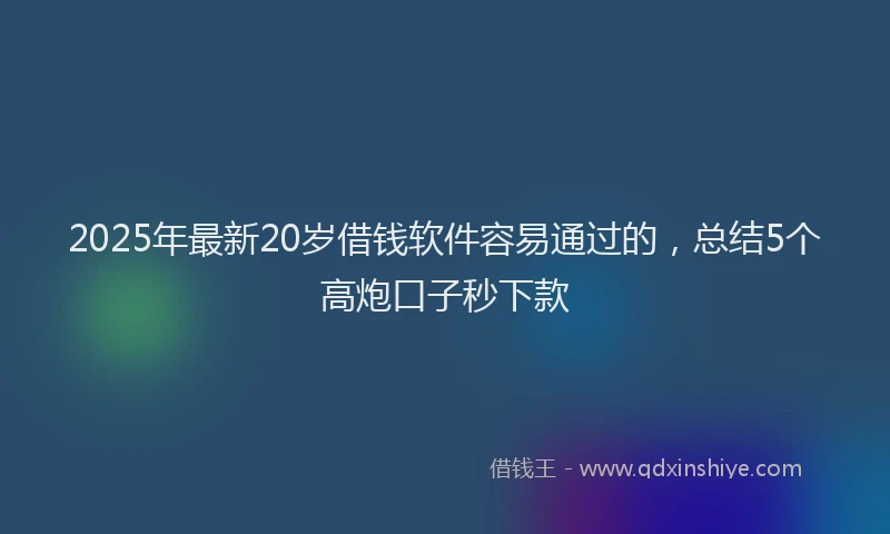 2025年最新20岁借钱软件容易通过的，总结5个高炮口子秒下款