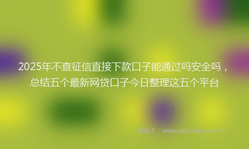 2025年不查征信直接下款口子能通过吗安全吗，总结五个最新网贷口子今日整理这五个平台