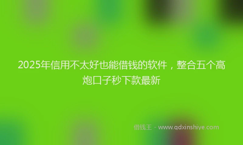 2025年信用不太好也能借钱的软件，整合五个高炮口子秒下款最新