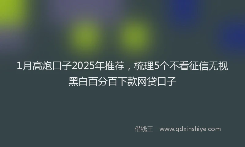 1月高炮口子2025年推荐，梳理5个不看征信无视黑白百分百下款网贷口子