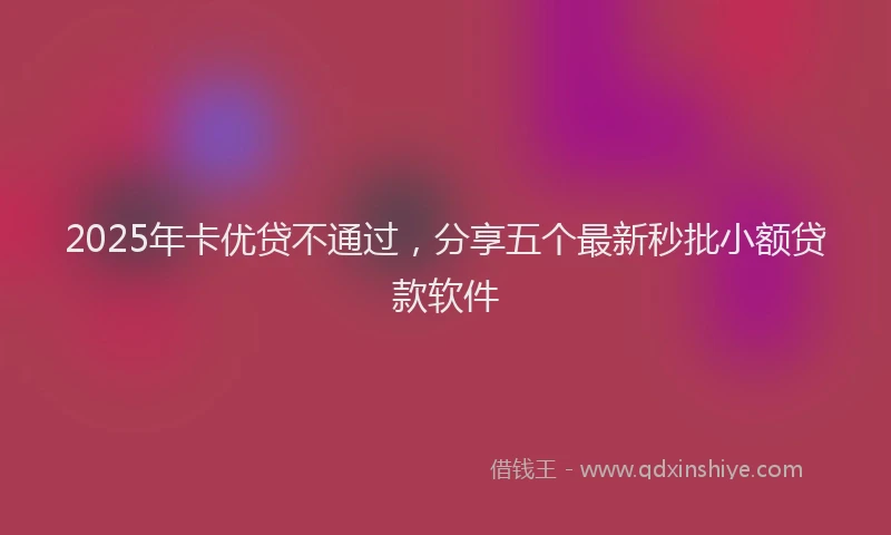 2025年卡优贷不通过，分享五个最新秒批小额贷款软件