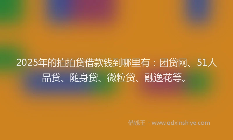2025年的拍拍贷借款钱到哪里有：团贷网、51人品贷、随身贷、微粒贷、融逸花等。