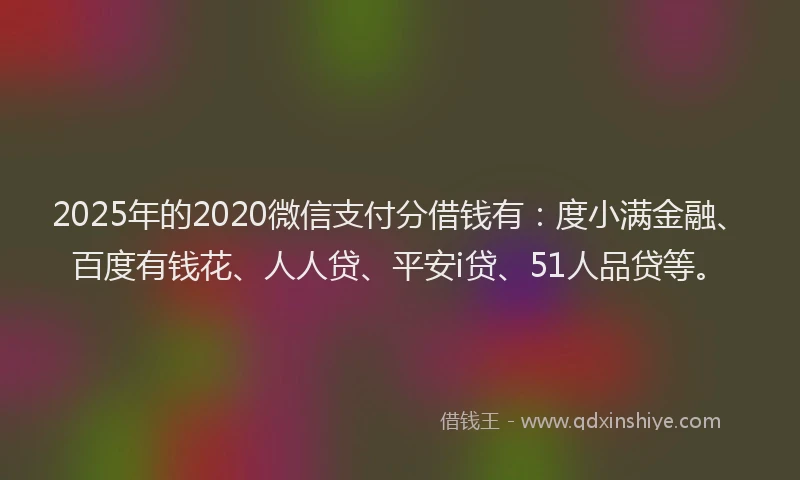 2025年的2020微信支付分借钱有：度小满金融、百度有钱花、人人贷、平安i贷、51人品贷等。