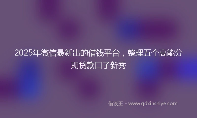 2025年微信最新出的借钱平台，整理五个高能分期贷款口子新秀