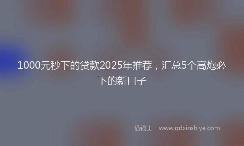 1000元秒下的贷款2025年推荐，汇总5个高炮必下的新口子