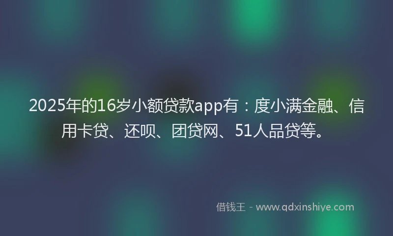 2025年的16岁小额贷款app有：度小满金融、信用卡贷、还呗、团贷网、51人品贷等。
