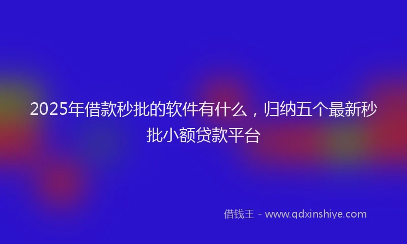 2025年借款秒批的软件有什么，归纳五个最新秒批小额贷款平台