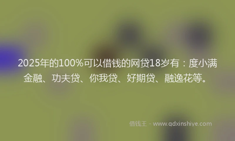 2025年的100%可以借钱的网贷18岁有：度小满金融、功夫贷、你我贷、好期贷、融逸花等。