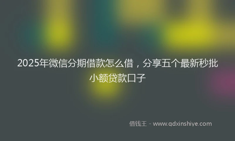 2025年微信分期借款怎么借，分享五个最新秒批小额贷款口子