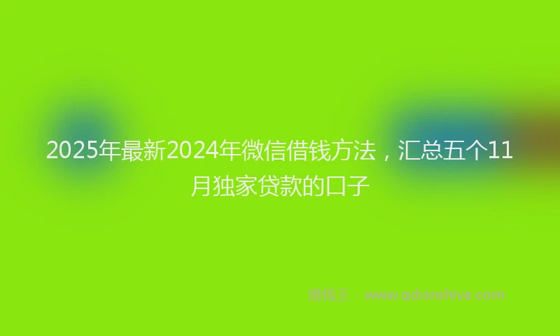 2025年最新2024年微信借钱方法，汇总五个11月独家贷款的口子