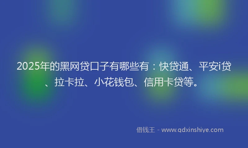 2025年的黑网贷口子有哪些有：快贷通、平安i贷、拉卡拉、小花钱包、信用卡贷等。