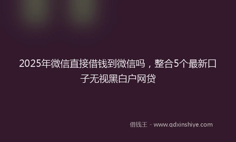 2025年微信直接借钱到微信吗，整合5个最新口子无视黑白户网贷