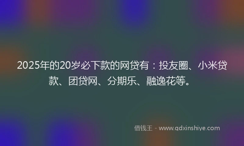 2025年的20岁必下款的网贷有：投友圈、小米贷款、团贷网、分期乐、融逸花等。