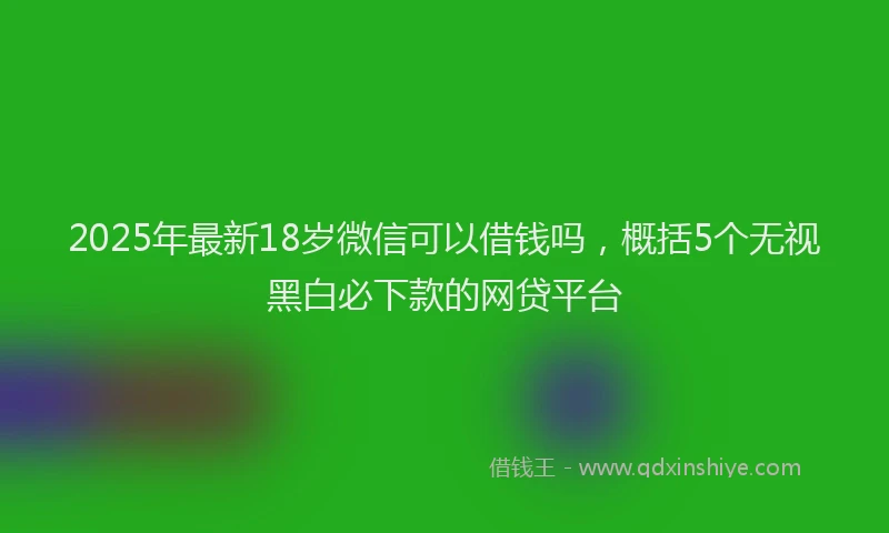 2025年最新18岁微信可以借钱吗，概括5个无视黑白必下款的网贷平台
