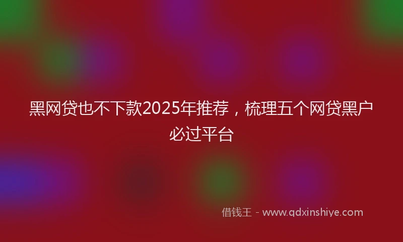 黑网贷也不下款2025年推荐，梳理五个网贷黑户必过平台