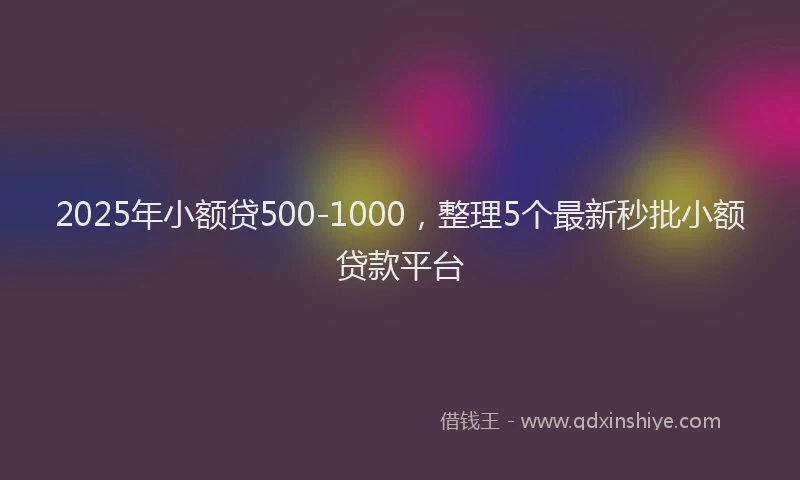 2025年小额贷500-1000，整理5个最新秒批小额贷款平台