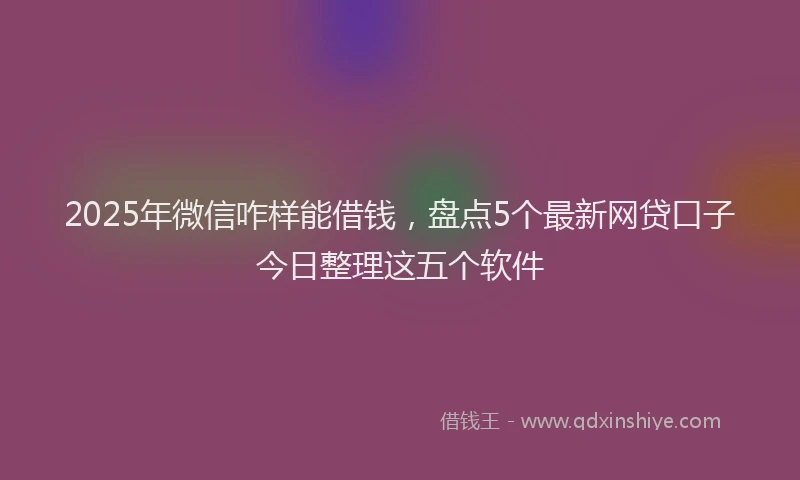 2025年微信咋样能借钱，盘点5个最新网贷口子今日整理这五个软件