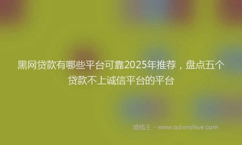 黑网贷款有哪些平台可靠2025年推荐，盘点五个贷款不上诚信平台的平台