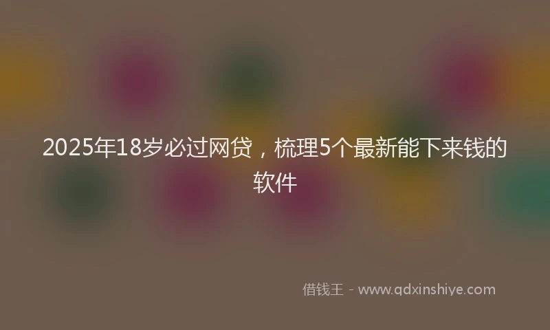 2025年18岁必过网贷，梳理5个最新能下来钱的软件