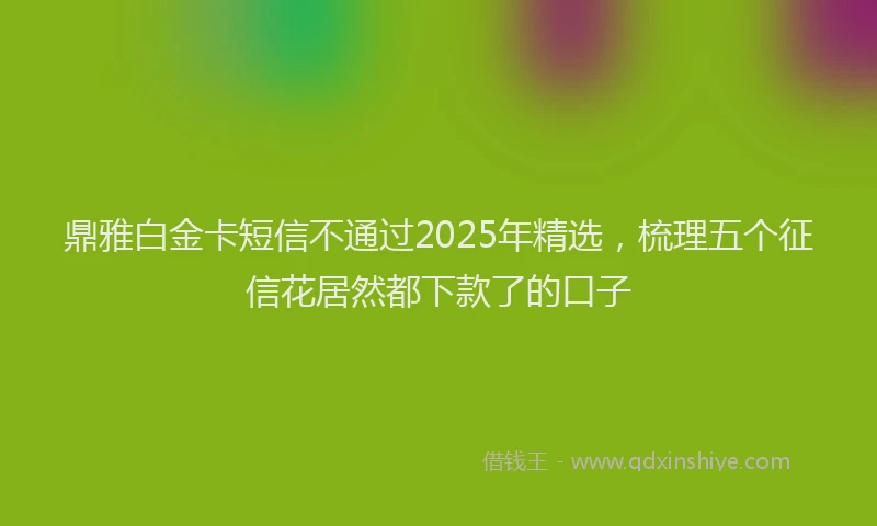 鼎雅白金卡短信不通过2025年精选，梳理五个征信花居然都下款了的口子
