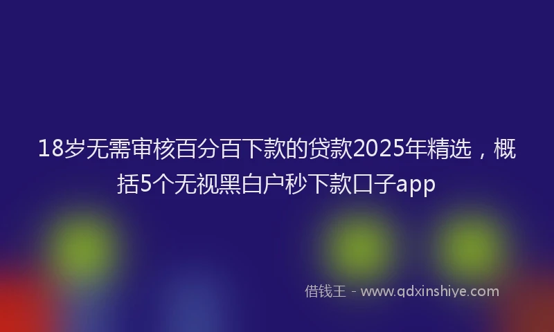 18岁无需审核百分百下款的贷款2025年精选，概括5个无视黑白户秒下款口子app