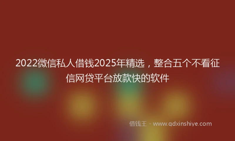 2022微信私人借钱2025年精选，整合五个不看征信网贷平台放款快的软件