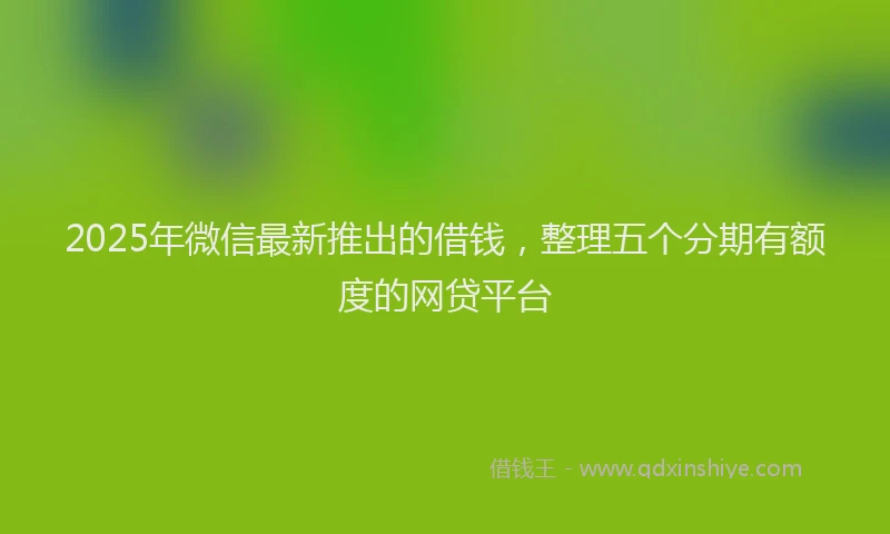 2025年微信最新推出的借钱，整理五个分期有额度的网贷平台