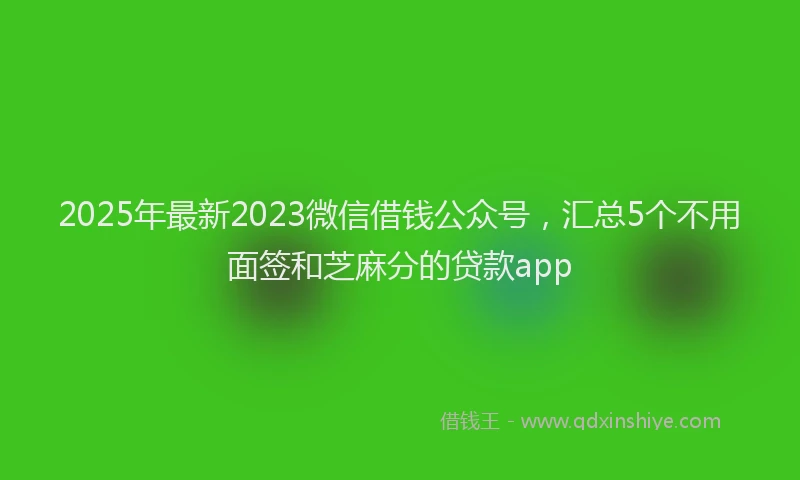 2025年最新2023微信借钱公众号，汇总5个不用面签和芝麻分的贷款app