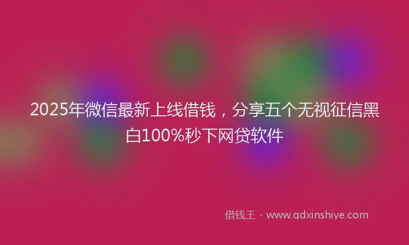 2025年微信最新上线借钱，分享五个无视征信黑白100%秒下网贷软件
