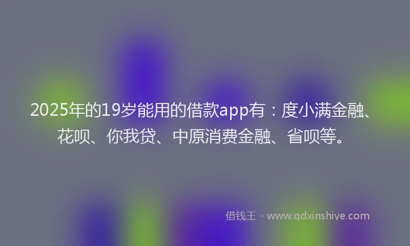 2025年的19岁能用的借款app有：度小满金融、花呗、你我贷、中原消费金融、省呗等。
