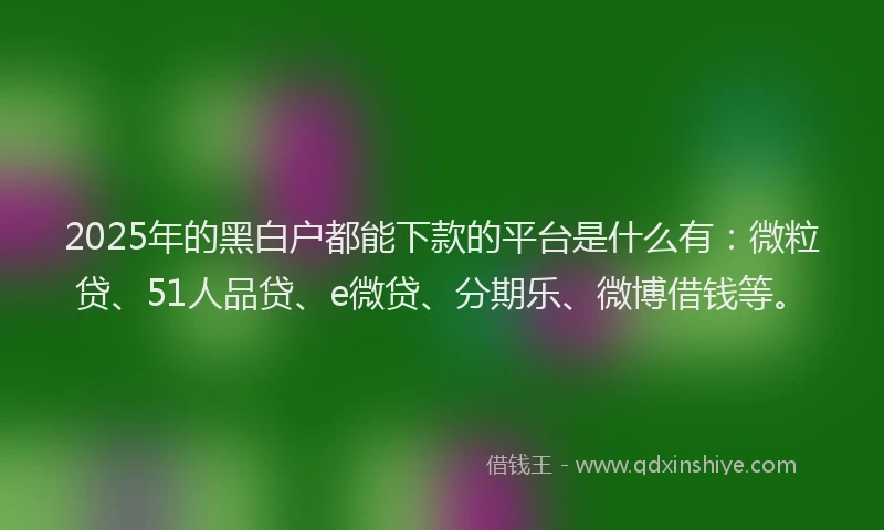 2025年的黑白户都能下款的平台是什么有：微粒贷、51人品贷、e微贷、分期乐、微博借钱等。