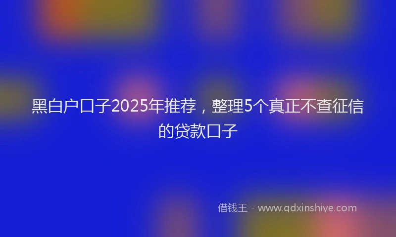 黑白户口子2025年推荐，整理5个真正不查征信的贷款口子