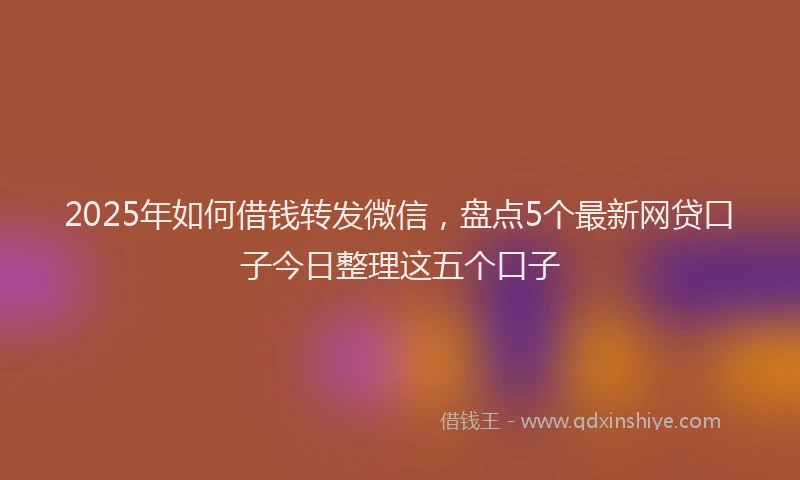 2025年如何借钱转发微信，盘点5个最新网贷口子今日整理这五个口子