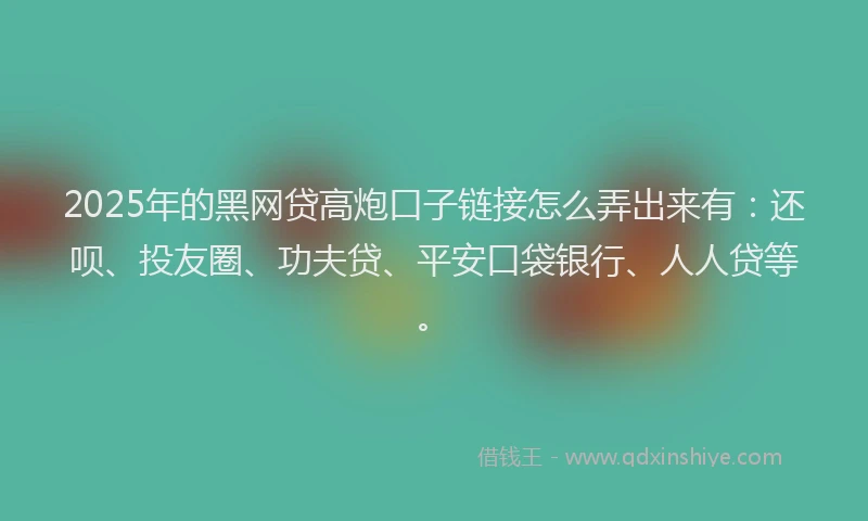 2025年的黑网贷高炮口子链接怎么弄出来有：还呗、投友圈、功夫贷、平安口袋银行、人人贷等。